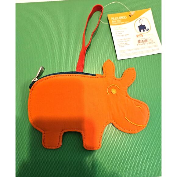 LUG Bag Tag Peekaboo Hippo New Elastic Strap Zip Pocket ID window Sunset orange - Picture 2 of 9